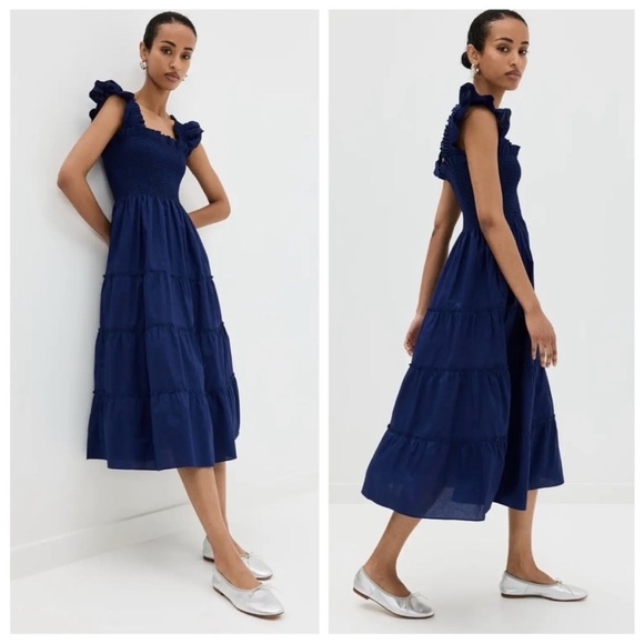 Hill House Home Ellie Nap MIDI Dress in Navy - Picture 4 of 14